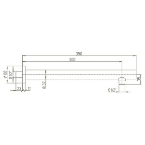 Кронштейн для верхнего душа, стеновой, 300(350)мм, круглый, с подводом воды 1/2, (цв.черный матовый), Paini ZZ Paini Универсал 50PZ745TT30