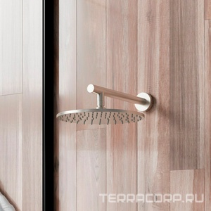 Кронштейн для верхнего душа, стеновой, 300(350)мм, круглый, с подводом воды 1/2, (цв.брашированный никель PVD), Paini ZZ Paini Универсал 50PW745TT35