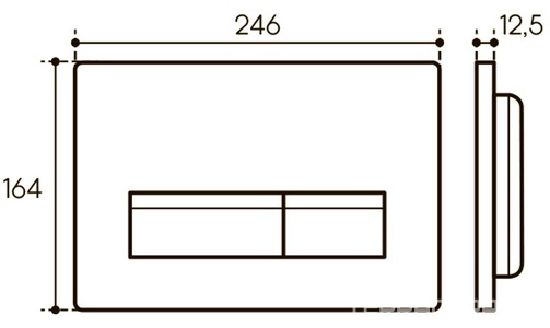 Клавиша двойного смыва для инстал. д/унитаза, (пластик цв.шлифованное золото),  Aqueduto Retangulo RET0250