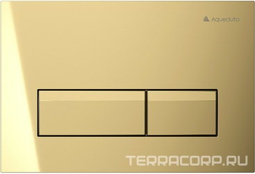 Клавиша двойного смыва для инстал. д/унитаза, (пластик цв.шлифованное золото),  Aqueduto Retangulo RET0250