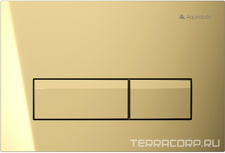 Клавиша двойного смыва для инстал. д/унитаза, (пластик цв.шлифованное золото),  Aqueduto Retangulo RET0250