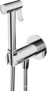 Смеситель совмещённый с гигиеническим душем, готовый комплект: лейка, шланг, скрытая часть, прогрессивный картридж, (цв.хром),  ZZ Aqueduto PUREZA PUR0100