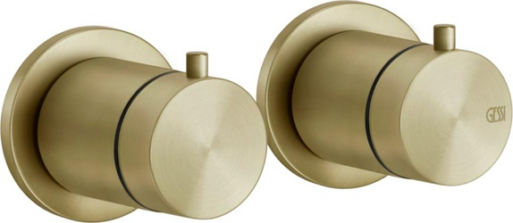 Смеситель-термостат, д/д, встраив. в стену, на 2 потребителя, внешняя часть без встраиваемой арт.54169.239, (цв.Brushed Brass PVD),  ZZ Gessi Gessi 316 54234.727