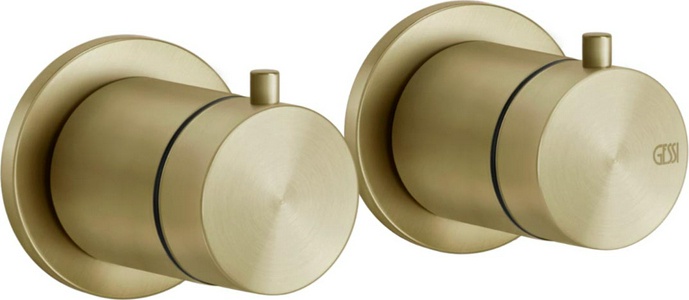 Смеситель-термостат, д/д, встраив. в стену, на 2 потребителя, внешняя часть без встраиваемой арт.54169.239, (цв.Brushed Brass PVD),  ZZ Gessi Gessi 316 54234.727