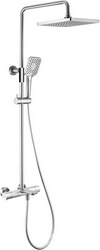 Смеситель-термостат для ванны(душа), со стационарным верхн.душем 25х25см., душевая лейка, шланг в компл., (цв.хром), Next ZZ