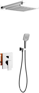 Душевой к-т: смеситель встр.в стену, верхний душ 255х255мм, ручн.душ, шланг, кронштейн совмещ. со шланг.подсоед., (цв.хром),  ZZ Vincea Next VSFW-1N1CH