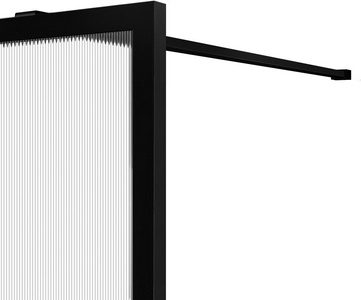 Душевая перегородка 700хh2000мм, правая/левая, (стекло рифленое 8мм Easy Clean, укорачиваемый кронштейн 1200мм, фурнит.цв.черный матовый),  ZZ Vincea Walk-In VSW-1HP700FLB