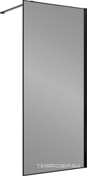 Душевая перегородка 900хh2000мм, правая/левая, (стекло прозрачное 8мм Easy Clean, укорачиваемый кронштейн 1200мм, фурнит.цв.черный матов), Walk-In ZZ