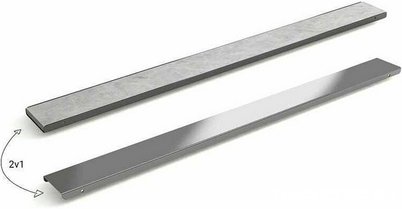 Дренажн.канал 750мм, готов.компл, сифон d50 вых.вбок,60л/мин,затвор(сухой/гидро),мин h монтаж 65мм, 2х стор.решетка цв.стальной/под плитку, Plastbrno DESIGN 4 SZA4750