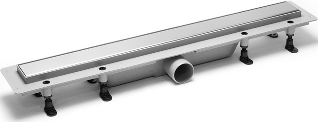 Дренажн.канал 400мм, готов.компл, сифон d50 вых.вбок,60л/мин,затвор(сухой/гидро),мин h монтаж 65мм, 2х стор.решетка цв.стальной/под плитку, ZZ Plastbrno DESIGN 4 SZA4400