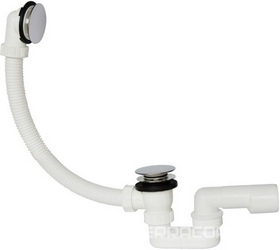 Слив-перелив для ванны, полуавтомат, клик-клак, 55см, (пластик цв.белый/хром), Plastbrno ZZ Plastbrno Универсал EVK0150