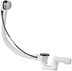 Слив-перелив для ванны, полуавтомат, 61см, (пластик цв.белый/хром), Plastbrno ZZ Plastbrno Универсал EVSC150