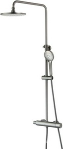 Душевая стойка Lemark  LM3770GM c термостатом, регул.высота100,7-161,5 см, см-ль, верхний/ручной душ, шланг 150см, цв.графит, ZZ Lemark Bronx LM3770GM