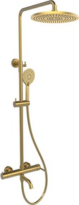 Душевая стойка для ванны/душа, с верхним и ручным душем, цв.брашированное золото, ZZ AVS SLIMMER 811-122-BG