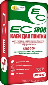 Клей д/плитки ЕС 1000, 25кгZZ ( под заказ кратно поддонам) Екатеринодарские смеси EC 1000 ЕС1000/25