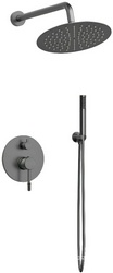 Душевой к-т: смеситель встр.в стену, верхний душ 255мм, ручн.душ, шланг, кронштейн совмещ. со шланг.подсоед., (цв.вороненая сталь), Desire ZZ