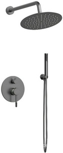 Душевой к-т: смеситель встр.в стену, верхний душ 255мм, ручн.душ, шланг, кронштейн совмещ. со шланг.подсоед., (цв.вороненая сталь),  ZZ Vincea Desire VSFW-1D1GM