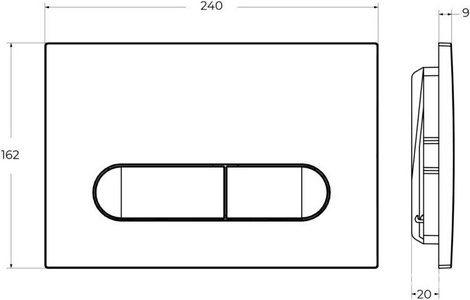 Кнопка двойного смыва для инсталляции подвесного унитаза, только для инстал. арт.BB-101-M.., (цв.оружейная сталь),  ZZ Cezares Liner LINER-BTN-GM