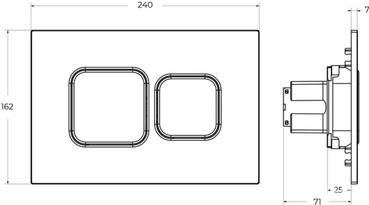 Кнопка двойного смыва для инсталляции подвесного унитаза, только для инстал. арт.CZR-201-P.., (цв.оружейная сталь), PNEUMATIC ZZ Cezares Liner PN2-BTN-GM