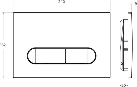Кнопка двойного смыва для инсталляции подвесного унитаза, только для инстал. арт.BB-101-M.., (цв.хром глянцевый),  ZZ Cezares Liner LINER-BTN-01
