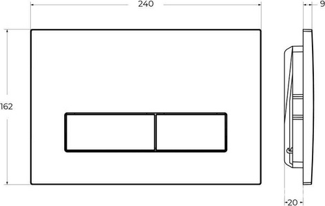 Кнопка двойного смыва для инсталляции подвесного унитаза, только для инстал. арт.BB-101-M.., (цв.хром глянцевый),  ZZ Cezares Slider SLIDER-BTN-01