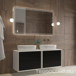 Зеркало 1400x800x30мм, с лазерной гравировкой, контурной подсветкой и сенсорным выключателем, 12V, 220-240V, Cezares ZZ Cezares Универсал CZR-SPC-DUET-1400-800-LED-TCH