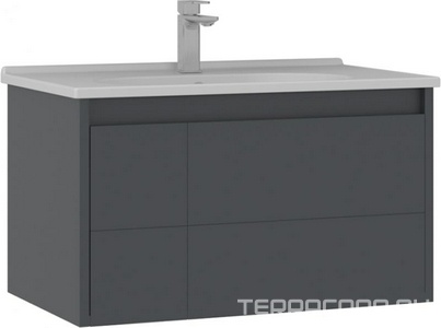 Тумба под раковину, с выкатным ящиком, 800х500хh460мм, раковина с керам.с отв.д/смест., с переливом в компл., (цв.антрацит  матовый),  XXZZ Abber Likya 5002491