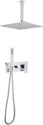 Душ.система встр.в стену: смеситель, стац.верхний душ 30х30см., шланг, лейка, кронштейн совмещ.с вых воды в компл., (цв.хром),  ZZ Abber Daheim AF8221