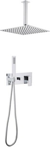 Душ.система встр.в стену: смеситель, стац.верхний душ 30х30см., шланг, лейка, кронштейн совмещ.с вых воды в компл., (цв.хром),  ZZ Abber Daheim AF8221