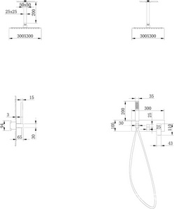 Душ.система встр.в стену: смеситель, стац.верхний душ 30х30см., шланг, лейка, кронштейн совмещ.с вых воды в компл., (цв.хром),  ZZ Abber Daheim AF8221