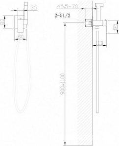 Смеситель совмещ. с гигиенич. душем, готовый к-т: лейка, шланг, скрытая часть, (цв.белый матовый),  ZZ Abber Daheim AF8226W