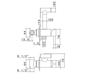 Гигиенический душ со смесителем, хром ZZ Kerama Marazzi Универсал 886KM.21.018