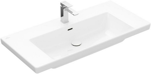 Раковина 1000х470мм, с 1 отв.д/смесит., с переливом, (цв.R1 white cer+),  ZZ Villeroy & Boch Subway 3.0 4A70A5R1