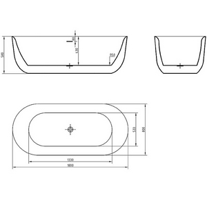 Ванна 1800х800хh580мм, отдельностоящая, интегрированный слив-перелив, донный клапан цв.хром в компл., (акрил цв.белый), BelBagno ZZ BelBagno Универсал BB706-1800-800