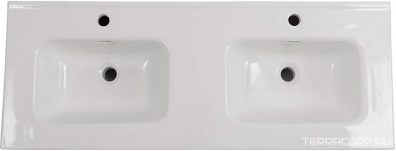 Раковина (ПРОДАЖА ТОЛЬКО С БАЗОЙ ПОД РАК.) 1210x460мм, двойная, по 1 отв.д/смесит. в каждой чаше, с переливом, (керамика, цв.белый), BelBagno ZZ BelBagno Универсал BB1200-2-ETL