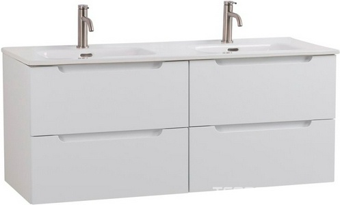 Раковина (ПРОДАЖА ТОЛЬКО С БАЗОЙ ПОД РАК.) 1210x460мм, двойная, по 1 отв.д/смесит. в каждой чаше, с переливом, (керамика, цв.белый), BelBagno ZZ BelBagno Универсал BB1200-2-ETL