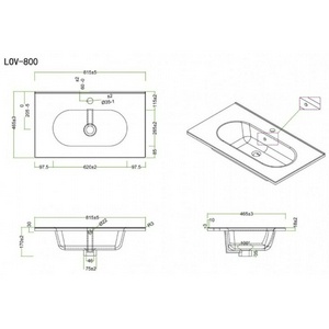 Раковина (ПРОДАЖА ТОЛЬКО С БАЗОЙ ПОД РАК.) 810х460х175мм, с 1 отв.д/смесит., с переливом, (керамика, цв.белый), BelBagno ZZ BelBagno Универсал LOV-800-LVB