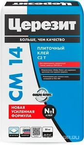 Клей для плитки д/внутр и наружных работ СМ14 25 кг. Церезит CM 14 1767954