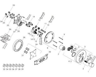 Термостат встраив. в стену на 2 потребителя, наружняя часть, БЕЗ скрытой части арт.01800180, (цв.шлиф.бронза), HG ShowerSelect S ZZ Hansgrohe Ecostat S 15743140