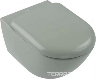 Унитаз подвесной, 370х560мм, безободковый, крепеж в компл., (цв.Morning Green CeramicPlus),  ZZ Villeroy & Boch Antao 4674T0R8