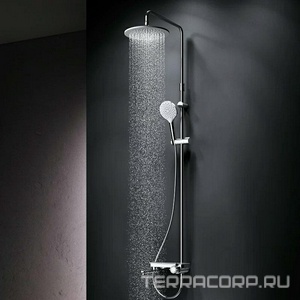 Душевая стойка со смесителем для ванны/душа, верхний душ 250мм, душ лейка, душ.шланг, хром AMPM Like F0780700