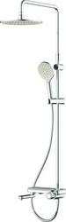 Душевая стойка со смесителем для ванны/душа, верхний душ 250мм, душ лейка, душ.шланг, хром