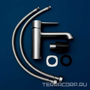 Смеситель для раковины, с д/к, (цв.сталь PVD (PA)),  ZZ Urbatec Evolution EV22801PA