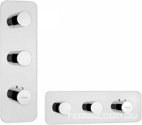 Смеситель термостат д/д, встр.в стену, на 2 потребителя, (внешняя часть, БЕЗ внутрен.части арт.Z030201000), (цв.хром),  Bossini ZZ Bossini Oki Z031204.030