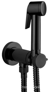 Смеситель совмещённый с гигиеническим душем, (готовый комплект: лейка пластик, шланг 125см., скрытая часть), (цв.черный матовый),  ZZ Bossini Paloma Flat E37015B.073
