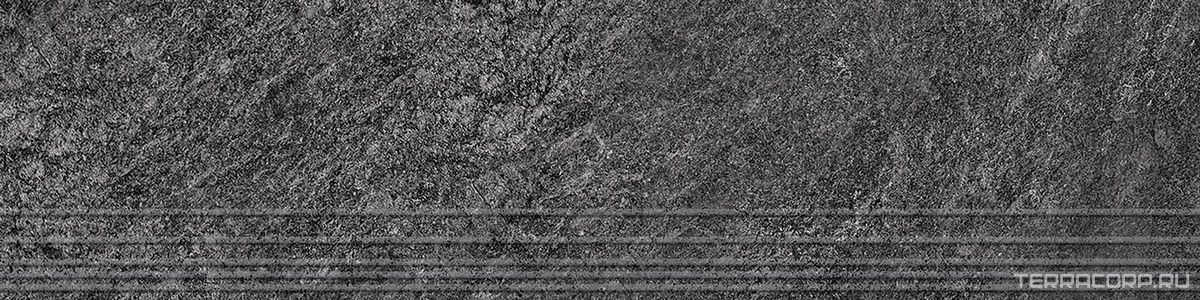 Ступени ProGRES Ceramica Rocks  dark grey серые темные, глазурованные Sugar 1200х300х9,5мм Серый 