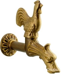 Кран садовый, настенный, на одну воду, (цв.бронза), "Петух",  ZZ Migliore Artistica 18418