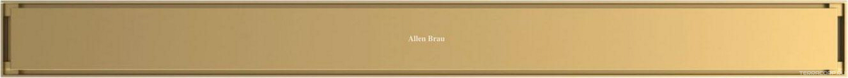 Дренажн.канал 750мм, готов.компл, сифон d50 выход вбок, затвор, 2х стор.решетка цв.золото браш. / под плитку,  Allen Brau Priority 9.50017.GB