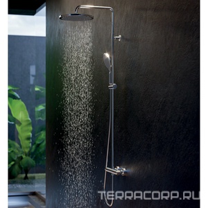 Смеситель-термостат для душа, со стационарным верхним душем d280мм., душевая лейка 140мм, шланг в компл., (цв.черный матовый),  ZZ Bossini Apice L10505.073