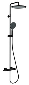 Смеситель-термостат для душа, со стационарным верхним душем d280мм., душевая лейка 140мм, шланг в компл., (цв.черный матовый),  ZZ Bossini Apice L10505.073